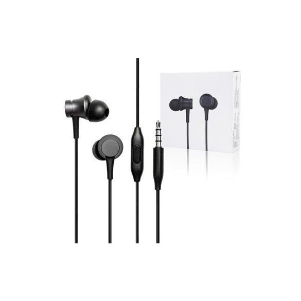 Stereo vezetékes fülhallgató jack csatlakozóval, mikrofonnal, fekete, Xiaomi Mi In-Ear Piston
