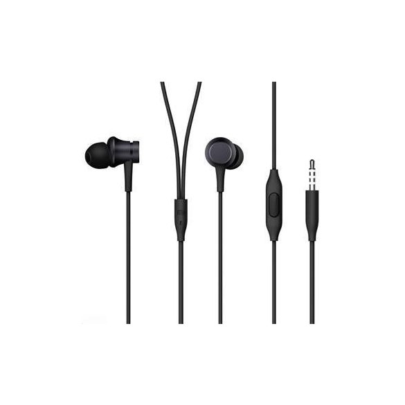 Stereo vezetékes fülhallgató jack csatlakozóval, mikrofonnal, fekete, Xiaomi Mi In-Ear Piston