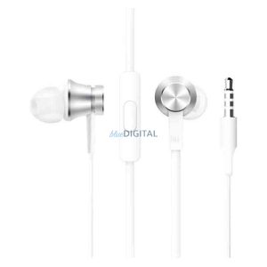 Stereo vezetékes fülhallgató jack csatlakozóval, mikrofonnal, ezüst, Xiaomi Mi In-Ear Piston