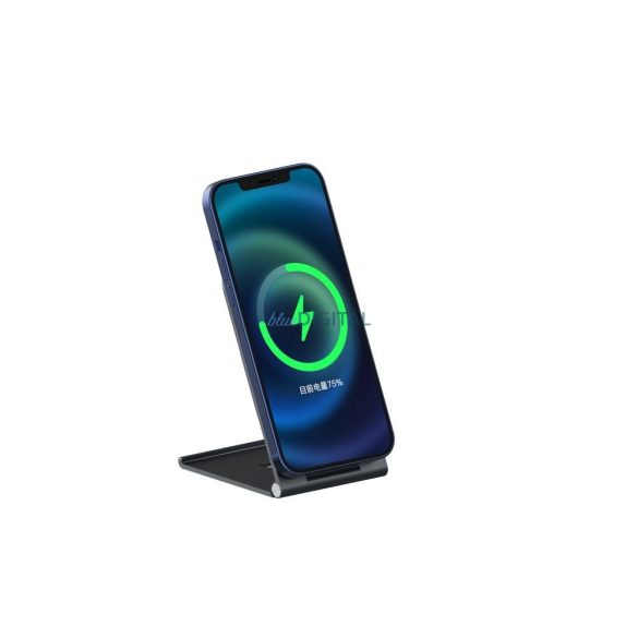 Wireless töltő / asztali állvány, Magsafe / Qi töltés, mágneses, 15W, fekete, Veger Y58