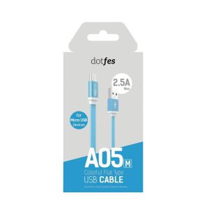 Micro USB adatkábel, fém csatlakozóval, 2.5A, 1m, zöld, Dotfes A05m