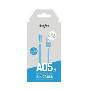  Micro USB adatkábel, fém csatlakozóval, 2.5A, 1m, sárga, Dotfes A05m