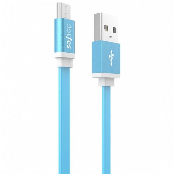 Dotfes A05m micro USB kék prémium adatkábel fém csatlakozóval 2.5A 1m