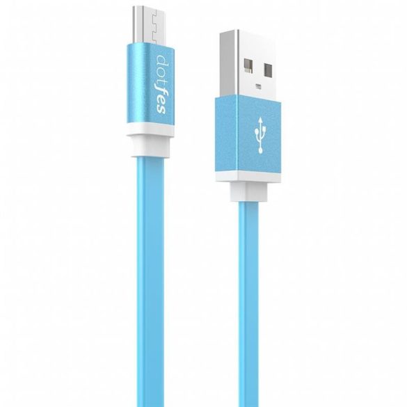 Micro USB adatkábel, fém csatlakozóval, 2.5A, 1m, kék, Dotfes A05m 