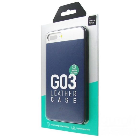 Dotfes G03 iPhone 7 Plus 8 Plus (5,5") kék bőr prémium hátlap tok
