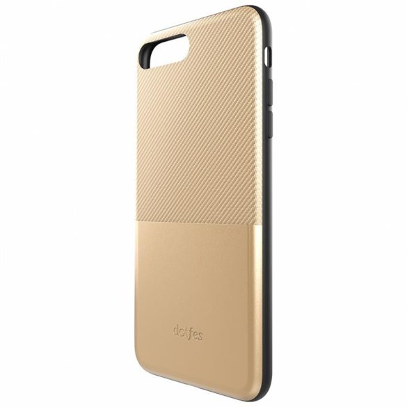 iPhone 6 / 6S (4,7") hátlap tok, műanyag tok, bankkártya tartós, carbon prémium, arany, Dotfes G02 