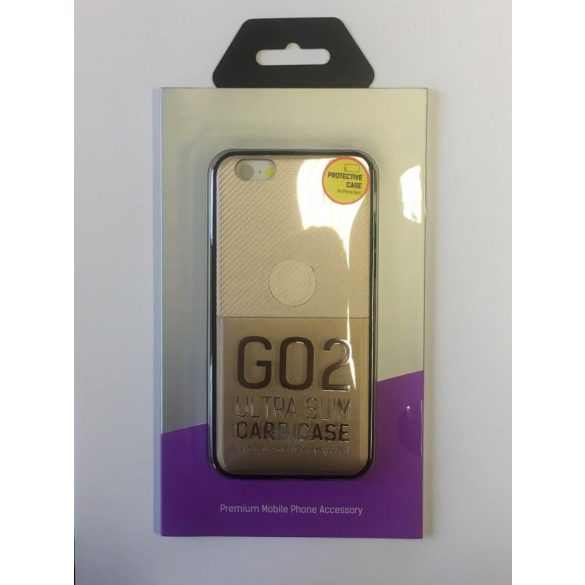 iPhone 6 / 6S (4,7") hátlap tok, műanyag tok, bankkártya tartós, carbon prémium, arany, Dotfes G02 