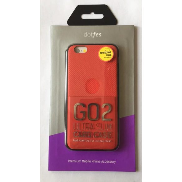 iPhone 6S Plus (5,5") hátlap tok, műanyag tok, bankkártya tartós, carbon prémium, piros, Dotfes G02