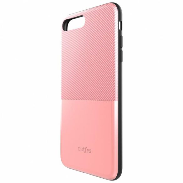 iPhone 6S Plus (5,5") hátlap tok, műanyag tok, bankkártya tartós, carbon prémium, rose gold, Dotfes G02