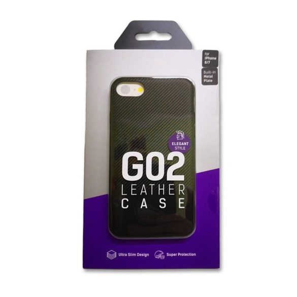 iPhone 7 Plus / 8 Plus (5,5") hátlap tok, carbon prémium, mágneses, fekete, Dotfes G02MS