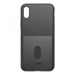   Samsung Galaxy S10 hátlap tok, műanyag tok, bankkártya tartós, carbon prémium, fekete, SM-G977, Dotfes G02