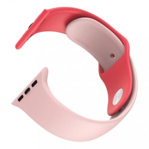 Dotfes S03 Apple Watch 38mm / 40mm okosórához pink + piros szilikon szíj (S/M méret)