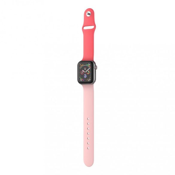 Dotfes S03 Apple Watch 38mm / 40mm okosórához pink + piros szilikon szíj (S/M méret)