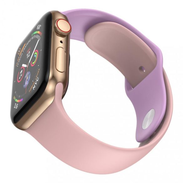 Dotfes S03 Apple Watch 38mm / 40mm okosórához pink + lila szilikon szíj (S/M méret)