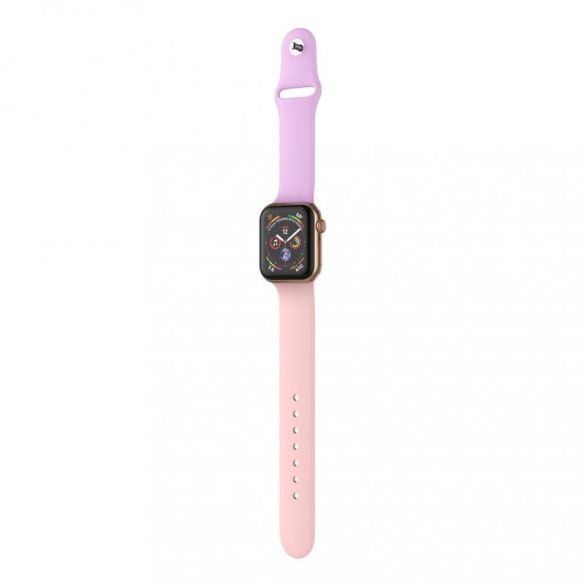 Dotfes S03 Apple Watch 38mm / 40mm okosórához pink + lila szilikon szíj (S/M méret)