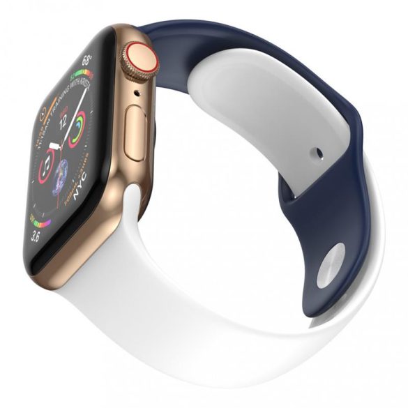 Dotfes S03 Apple Watch 42mm / 44mm okosórához fehér + sötétkék szilikon szíj (M/L méret)