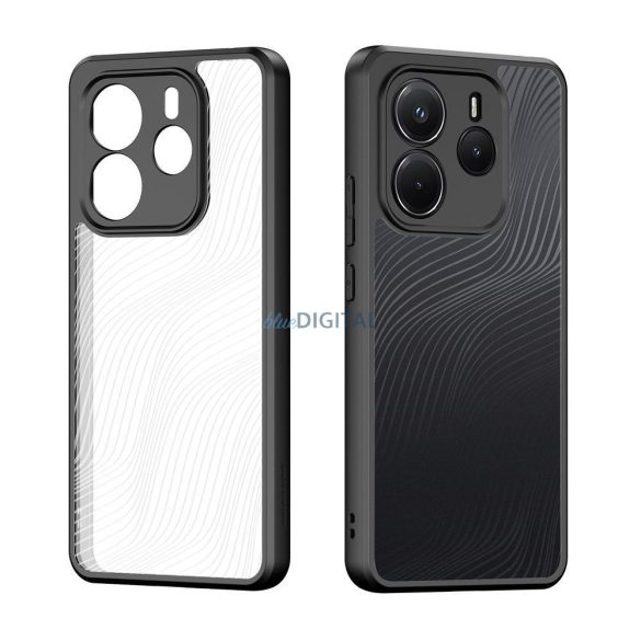 Xiaomi Redmi Note 14 4G hátlap tok, telefon tok, átlátszó / fekete, PC/TPU, kamera védelemmel, Dux Ducis Aimo