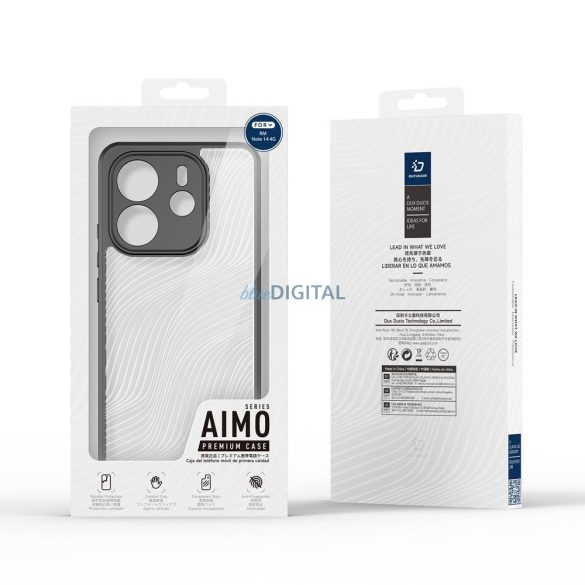 Xiaomi Redmi Note 14 4G hátlap tok, telefon tok, átlátszó / fekete, PC/TPU, kamera védelemmel, Dux Ducis Aimo