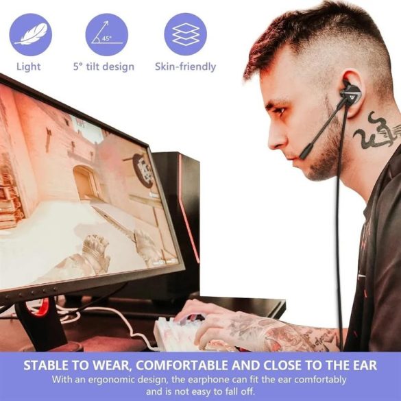 Gamer stereo headset 3.5 mm jack csatlakozóval, hangerőszabályzós, fekete, Wintory M31