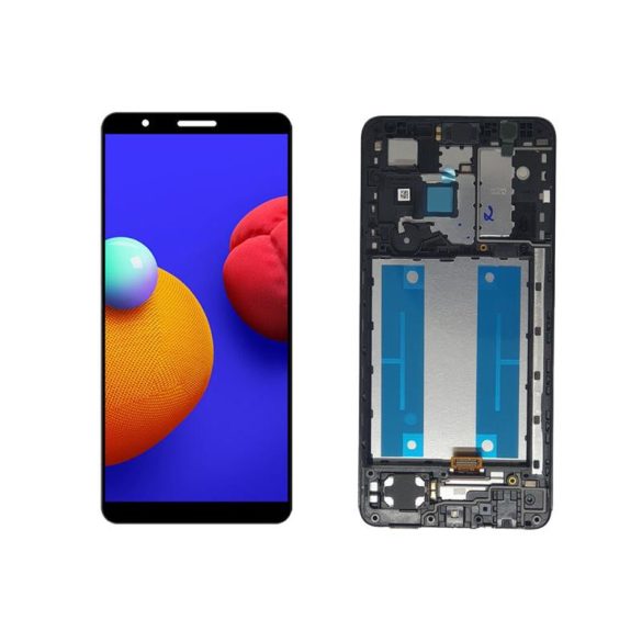 Samsung A013 Galaxy A01 Core fekete gyári LCD+érintőpanel kerettel