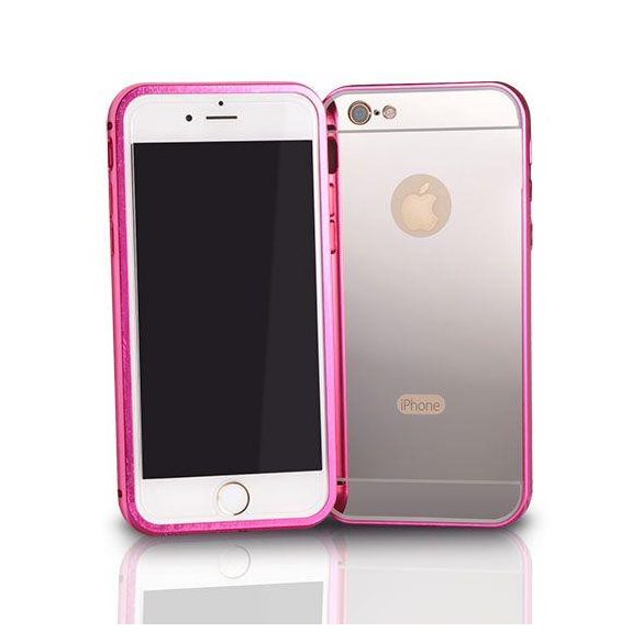Samsung A500 Galaxy A5 pink rózsaszín alumínium bumper tükrös hátlaptok