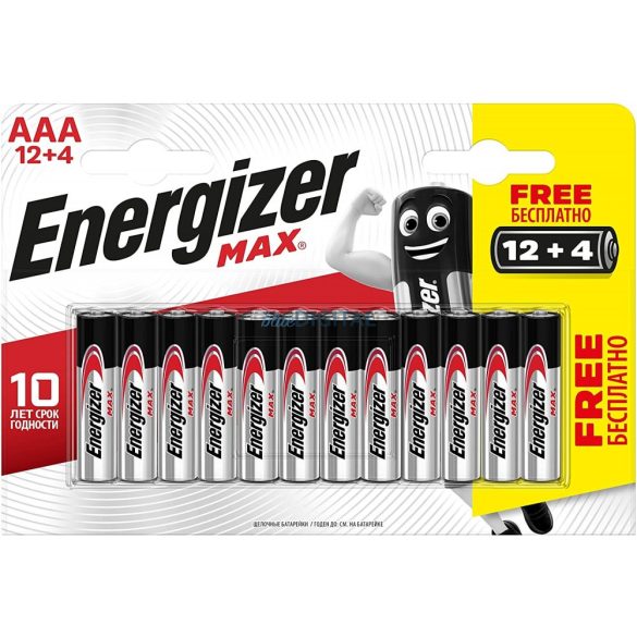 Energizer Max AAA LR03 elem 1,5V (12+4 db) #N