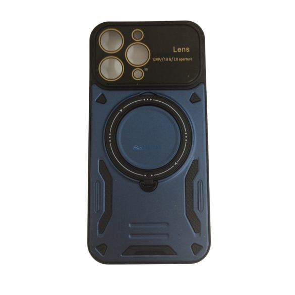 iPhone 14 Pro Max (6.7") hátlap tok, TPU tok, kitámasztható, kamera védős, fekete-kék, Magsafe