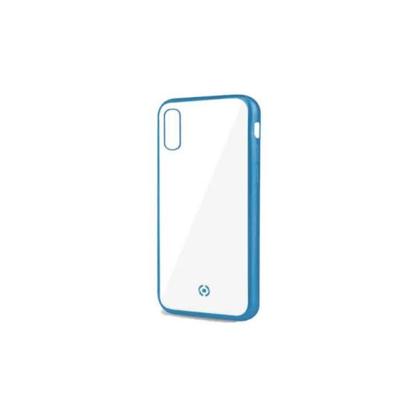 Celly Laser Matt iPhone X / XS (5,8") átlátszó szilikon tok kék kerettel