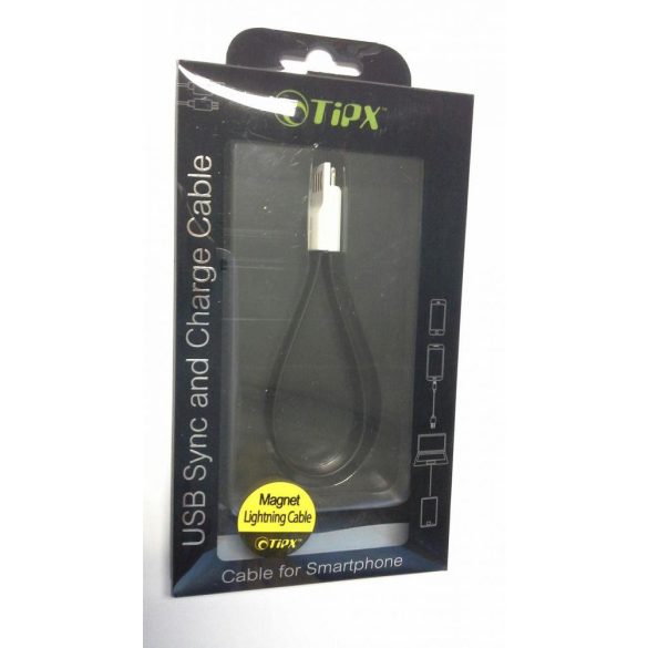 iPhone 8pin adatkábel, mágneses, fekete, (22cm, nagy sebességű) TiPX 