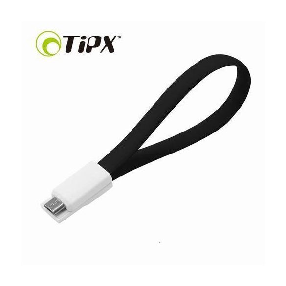 Micro usb adatkábel, fekete, mágneses, (22cm, nagy sebességű) TiPX