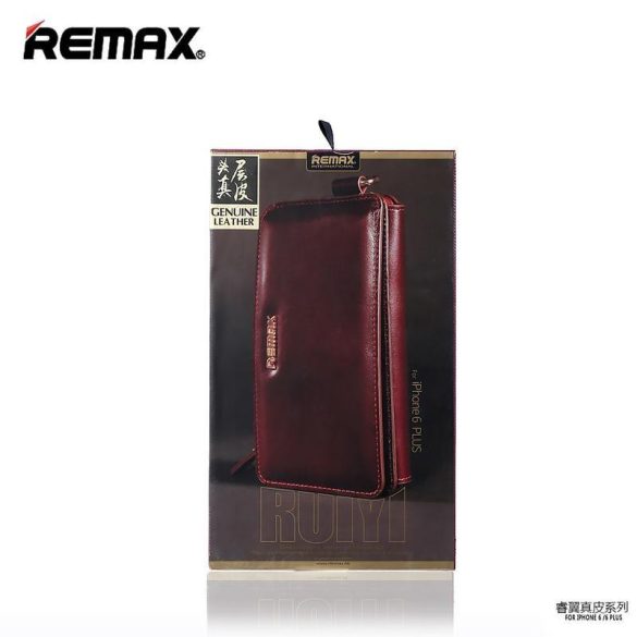 Remax barna bőr pénztárca tok iPhone 6 6S Plus (5,5")