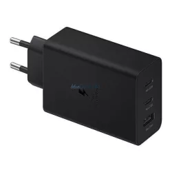   Samsung hálózati gyors töltőfej, 2xType-C / 1xUSB, 65W, fekete, EP-T6530NBEGEU (csomagolás nélküli)