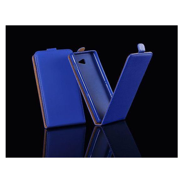 Samsung I9500 I9505 I9506 I9515 Galaxy S4 kék szilikon keretes vékony flip tok