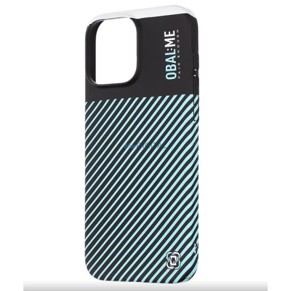 iPhone 15 Pro (6.1") hátlap tok, kemény tok, PC tok, fekete-kék, OBAL:ME Flossy Stripes