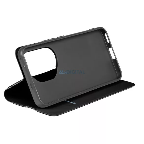 Xiaomi Redmi 14C telefon tok, könyvtok, PU bőr, mágnesesen záródó, fekete, OBAL:ME Smooth Touch