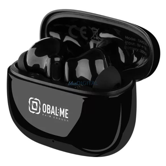 Stereo bluetooth headset vezeték nélküli töltőtokkal, TWS, fekete, OBAL:ME OMSTWS