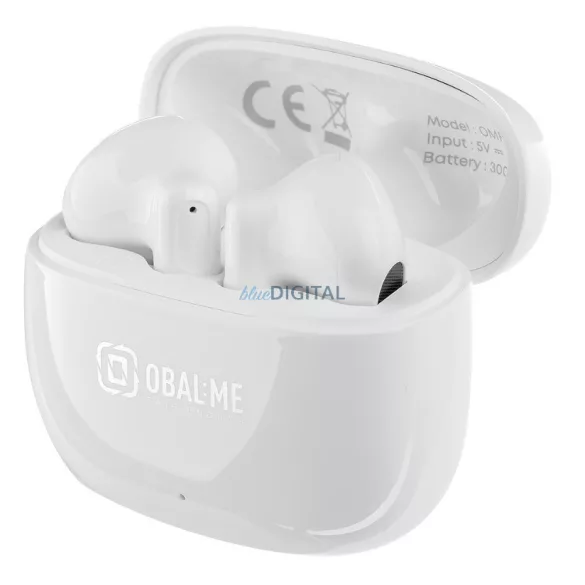 Stereo bluetooth headset vezeték nélküli töltőtokkal, TWS, fehér, OBAL:ME OMSTWS