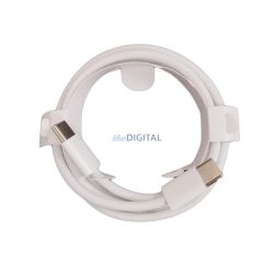   Type-C - Type-C adatkábel, 1M, fehér, szövettel bevont, magas minőségű (CSOMAGOLÁS NÉLKÜLI)