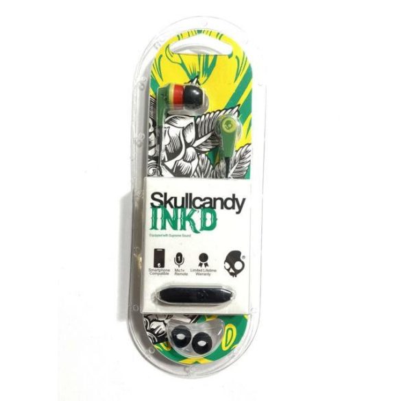 Skullcandy S2IKDY-102 zöld-sárga sztereo headset fülhallgató 3.5mm jack csatlakozóval