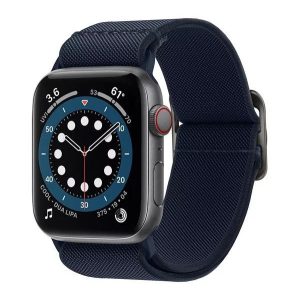 Apple Watch 4/5/6/7/SE, okosóra szíj, szövet, kék, 42/44/45mm, Spigen