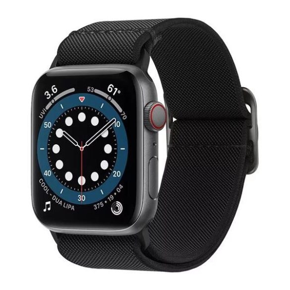 Apple Watch 4/5/6/7/SE, okosóra szíj, szövet, fekete, 38/40/41mm, Spigen