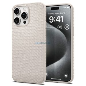 iPhone 15 Pro Max (6.7") hátlap tok, TPU tok, natural titanium, Spigen Liquid Air