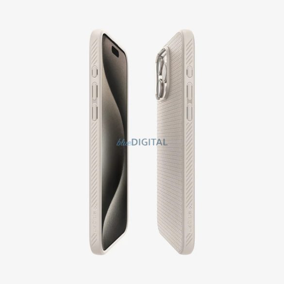 iPhone 15 Pro Max (6.7") hátlap tok, TPU tok, natural titanium, Spigen Liquid Air