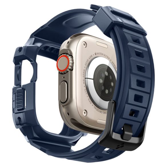 Apple Watch Ultra / Ultra 2 okosóra tok és szíj, 49mm, TPU / szilikon, sötétkék, Spigen Rugged Armor Pro