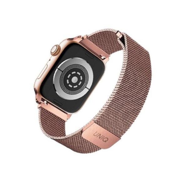 Apple Watch 4/5/6/7/SE, okosóra szíj, fém, rózsaszín, 38/40/41mm, UNIQ