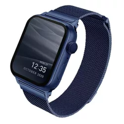   Apple Watch 4/5/6/7/8/9/SE/SE (2022), okosóra szíj, fém, kék, 38/40/41mm, UNIQ