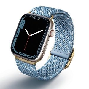 Apple Watch 4/5/6/7/SE, okosóra szíj, kék, fonott, 38/40/41mm, UNIQ