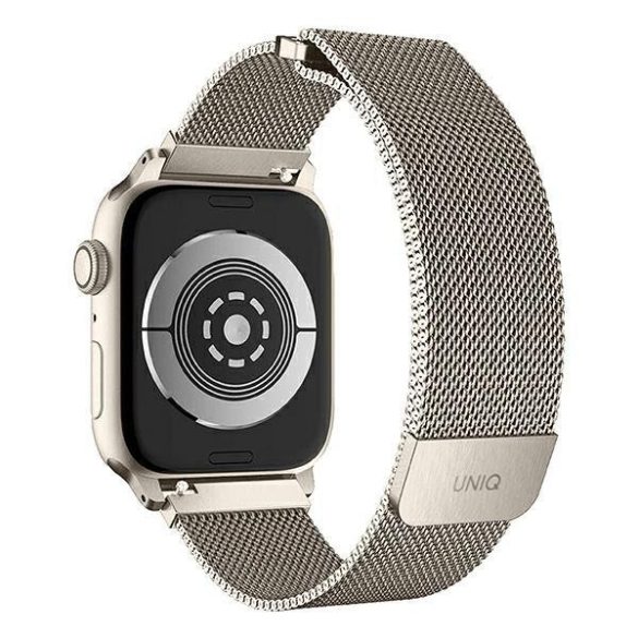 Apple Watch 4/5/6/7/SE, okosóra szíj, fém, ezüst "starlight" , 42/44/45mm, UNIQ