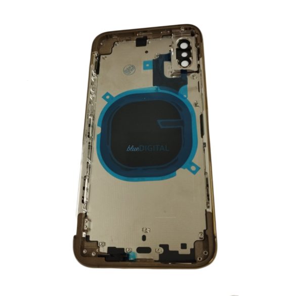 iPhone XS (5.8") készülék hátlap, kamera lencsével / sim tálcával, akkufedél, arany, AAA+ minőségű
