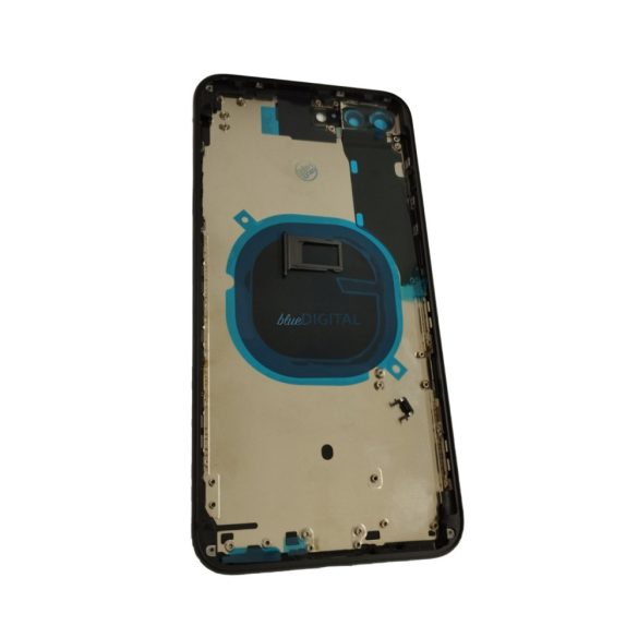 iPhone 8 Plus (5.5") készülék hátlap, kamera lencsével / sim tálcával, akkufedél, fekete, AAA+ minőségű